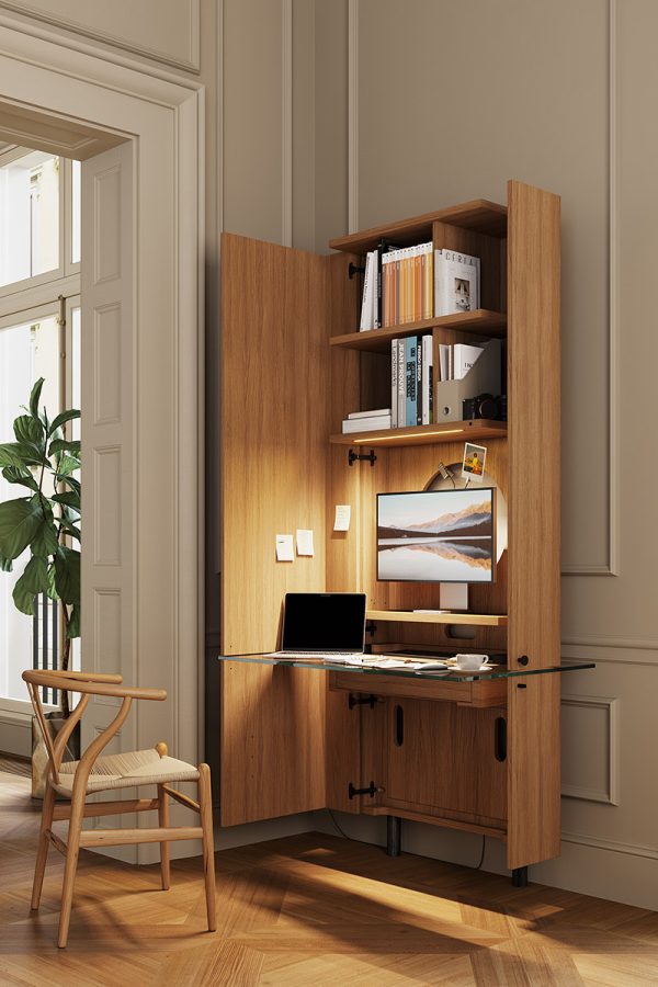 Thea Workspace for Home - Where your workplace with technology fits in a piece of furniture and becomes a beautiful part of your interior design.